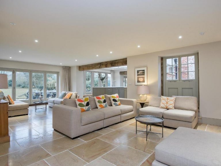 Open Plan Seating Area with Tiled Floor in a Norfolk Boutique Holiday Home