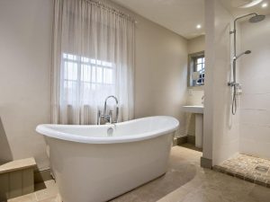 Wet Room with Slipper Bath and Walk in Shower in a First Class Norfolk Event House