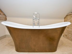 Copper Freestanding Double Ended Freestanding Bath in Luxury Boutique Norfolk Holiday Let