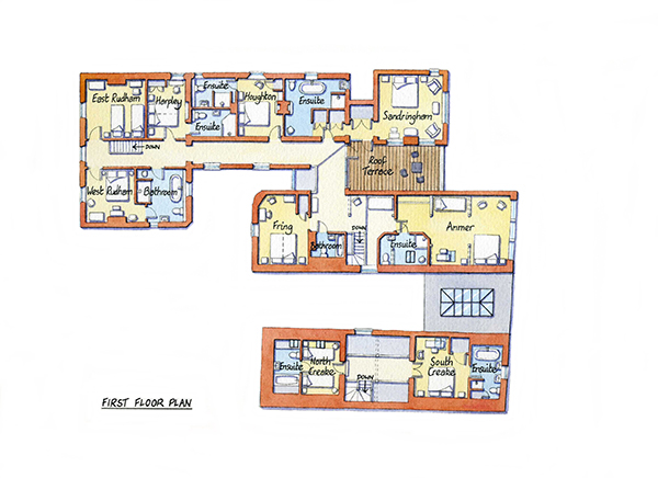 First Floor Plan of 10 Bedroom Vacation Home in Norfolk