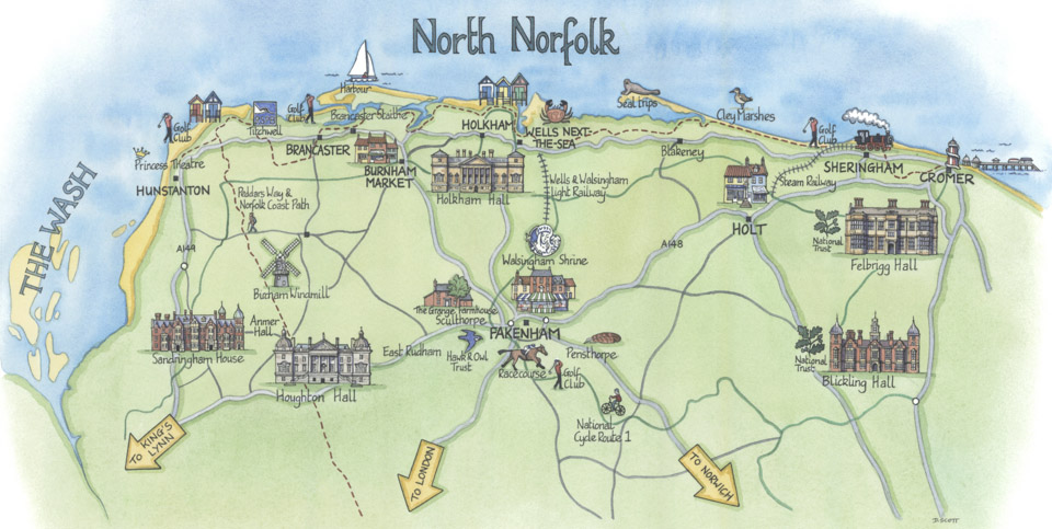 Map of Things to Do when on Holiday in North Norfolk