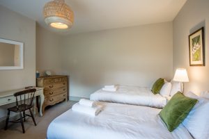 Twin Bedroom with Chest of Drawers in an Exclusive Norfolk Holiday House