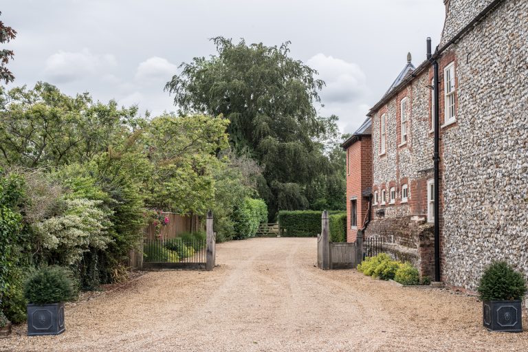 Secluded side entrance to private Norfolk Holiday Estate near Fakenham